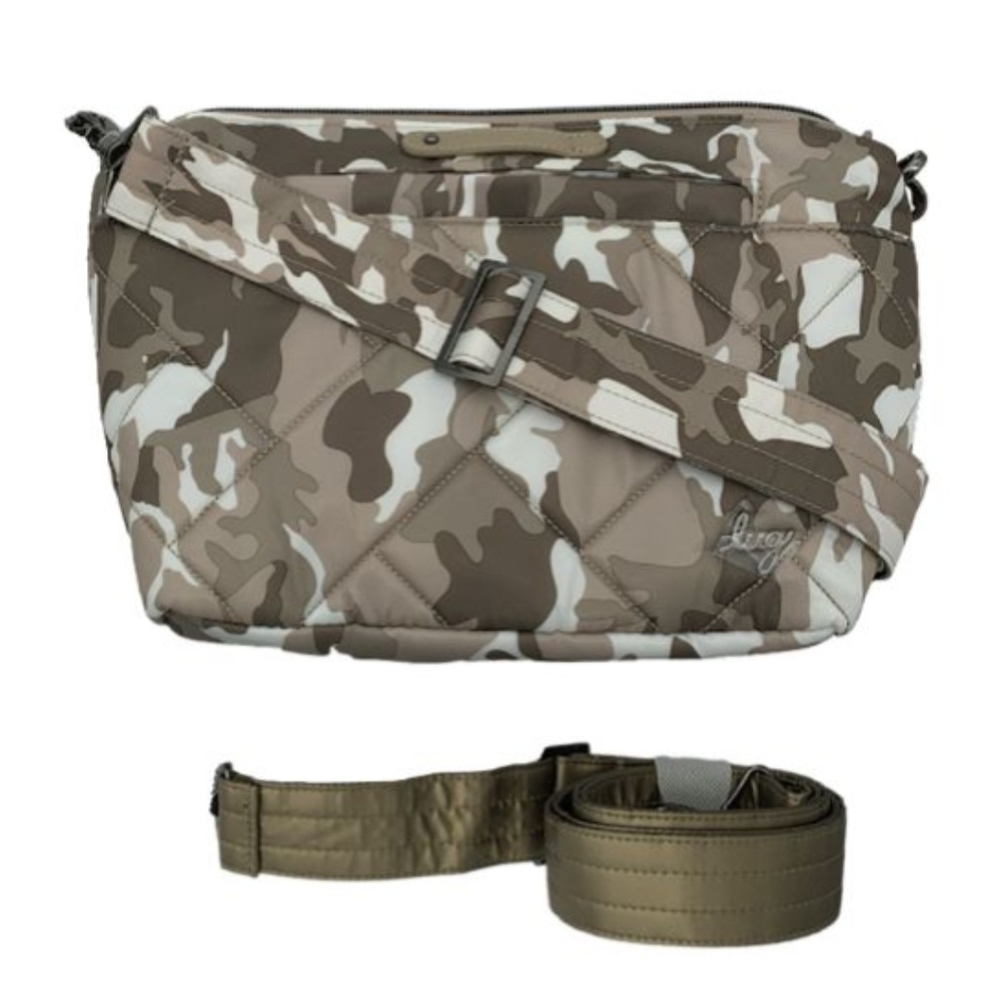 Lug FLARE RFID Protection Medium Crossbody Camo Taupe Bag 2 Straps